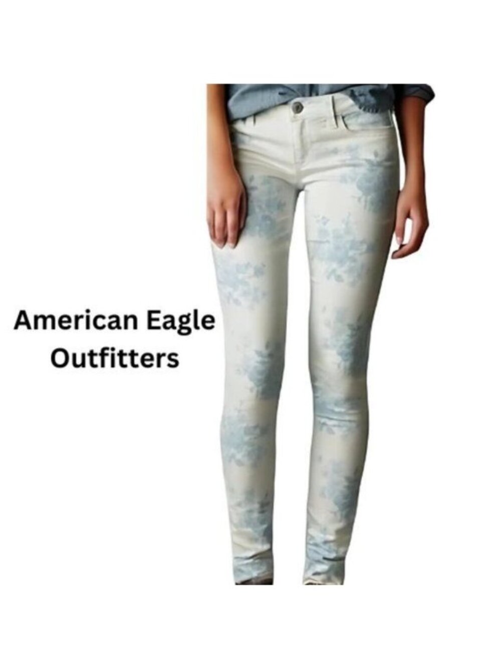 🆕American Eagle Jegging Floral Skinny  Stretch Jeans Size 2 NWT